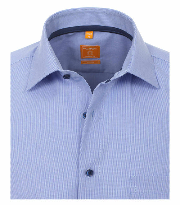 Redmond Hemd, modern fit, 100% Baumwolle, bügelfrei, blau-fil a fil (halbarm)