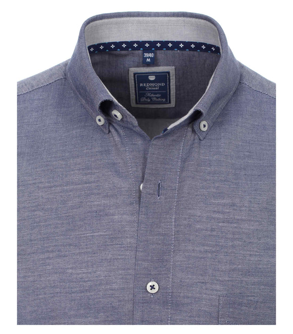 Redmond Hemd, regular fit, 100% Baumwolle, garment washed, dunkelblau (halbarm)