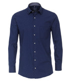 Redmond Hemd, regular fit, 100% Baumwolle, garment washed, dunkelblau-gemustert