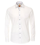 Redmond Hemd, modern fit, 100% Baumwolle, bügelfrei, weiß mit dunklem Innenkragen