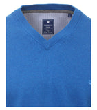 Redmond Pullover, regular fit, V-neck, 100% Baumwolle, azurblau
