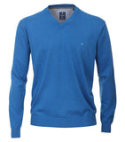 Redmond Pullover, regular fit, V-neck, 100% Baumwolle, azurblau