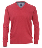 Redmond Pullover, regular fit, V-neck, 100% Baumwolle, fuchsia