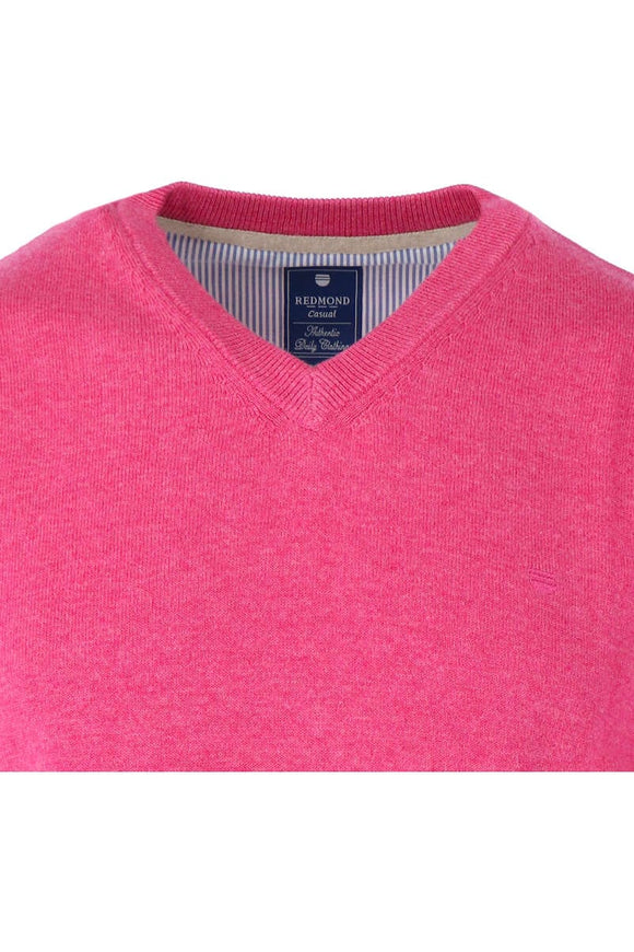 Redmond Pullover, regular fit, V-neck, 100% Baumwolle, rosa