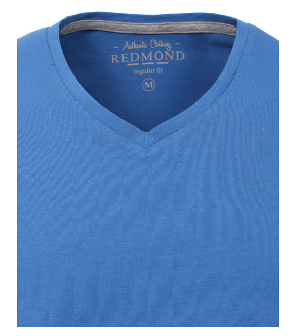 Redmond T-Shirt, regular fit, V-neck, 100% Baumwolle, azurblau