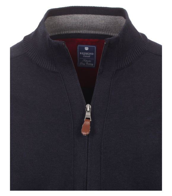 Redmond Cardigan mit Zipper, regular fit, 100% Baumwolle, marineblau