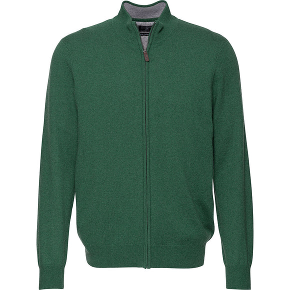Redmond Cardigan mit Zipper, regular fit, 100% Baumwolle, grün