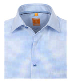 Redmond Hemd, modern fit, 100% Baumwolle, bügelfrei, weiß/blau-kariert (halbarm)