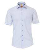 Redmond Hemd, modern fit, 100% Baumwolle, bügelfrei, weiß/blau-kariert (halbarm)