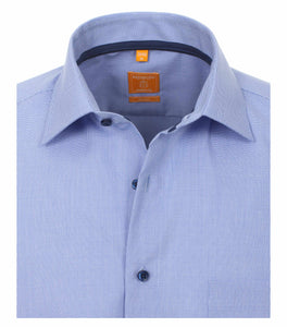 Redmond Hemd, modern fit, 100% Baumwolle, bügelfrei, blau-fil a fil (halbarm)
